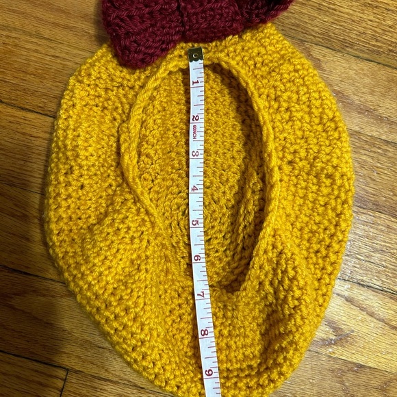 Handmade Women’s Crochet Mustard Yellow Hat With Bow - Picture 3 of 6